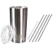 20oz Stainless Steel Tumbler with 4 Straws Bundle With Premium Quality 18/8 Stainless Steel Insulated Tumbler Cup + 4 Stainless Steel Straws + Straw Cleaner