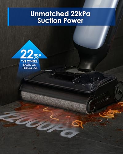 Tineco Floor One S9 Artist Pro Wet Dry Vacuum Cleaner, 22kPa Suction, 360° SmoothDrive, Anti-Tangle Design, 85℃ Flashdry, 75 Min Runtime, Dual-Edge Cleaning, 180° Lay-Flat