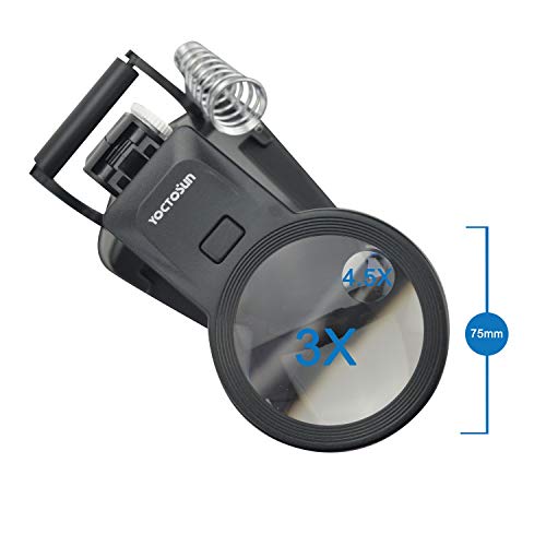 YOCTOSUN LED Light Helping Hands Magnifier Soldering Station 3X 4.5X Desktop Multifunctional Welding Magnifier with Alligator Clips-Hobby Magnifying Glass Hands Free for soldering, Assembly and Repair