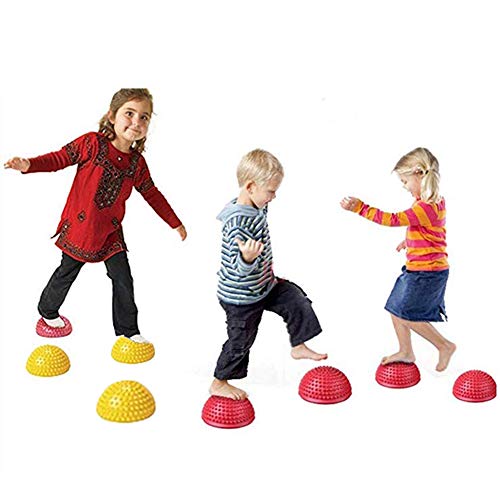 LeSharp Outdoor Toys, Kids Inflation Hemisphere Durian Foot Sole Muscle Stress Relief Massage Ball Toy - Red