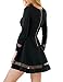 Grapent Women's Black Cocktail Long Sleeve Mesh A-line Skater Short Dress Casual