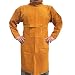 Jewboer Durable Leather Welding Jacket Long Heavy Duty Welding Clothes Coat Anti-scald Flame Resistant Welding Apron with Neck Sleeves for TIG Welding 40.5" Lengths