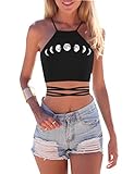 Ninimour Halter Cross Hollow Boho Bandage Camis Crop Top
