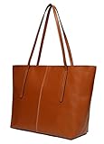 Obosoyo Women's Handbag Genuine Leather Tote Shoulder Bags Soft Hot Brown