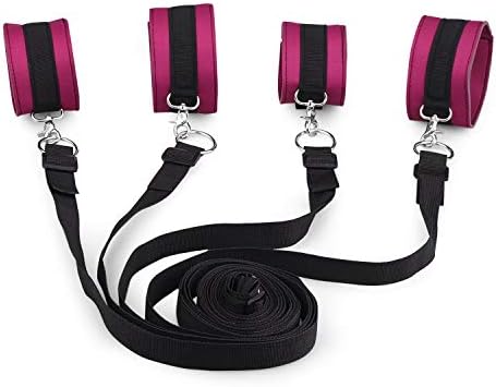Copules Bed Straps Set Kit with Adjustable Rëstrâînt Support Sling and Soft Comfortable Ankle Wrist Cuffs(Purple)