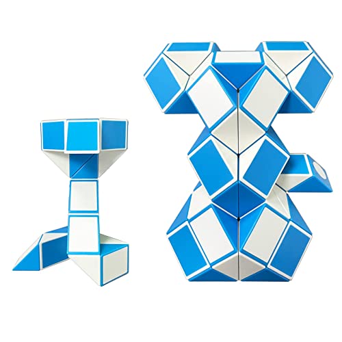 EACHHAHA 2 Pcs Magic Snake Cube 24+48 Parts Snake Twist Toys-Twist 3D Puzzle Brain Teaser-Gift for Kids-Party Bag Fillers-Party Favours-Christmas Stocking fillers(Bule 24+48)