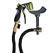 New Design Expandable Garden hose, Triple Layer Latex Core, 48 Ply, Solid Brass Fitting Shut Off Valve Spray Nozzle Stainless Steel Holder (50ft Black)