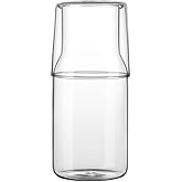 Bedside Water Carafe Set with Tumbler Glass Set for Bedroom Nightstand, Glass Mouthwash Bottle for Bathroom,Household Glass Juice Water Pitcher,Cold Water Bottle with Cup Set,17.5 oz/500ml (Clear)