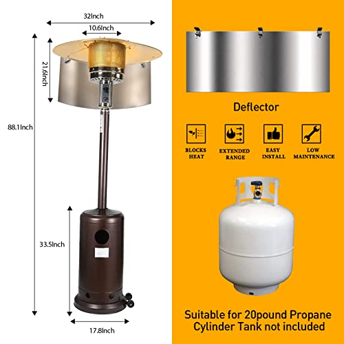48,000 BTU Patio Heater, Propane Patio Heater Standing with Heat