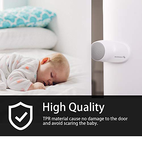 EUDEMON (4 Pack,White) Adjustable Door Guard Door Stop, Finger Pinch Guard,Revolving Door Stopper for Child Proofing, Pet Door Stopper,Easy to Install and Use 3M VHB Adhesive, no Tools Need