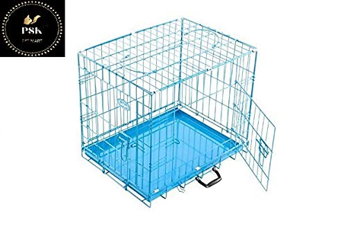 PSK Metal Dog Cage with Removable Tray for Dogs/Rabbit Blue-(18 Inch)