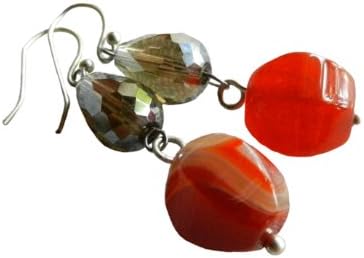 Ploy! Carnelian Crystal Dangle Earrings Handmade EN10