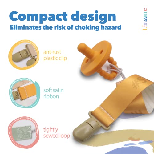 Liname Neutral Pacifier Clip with Cute Phrases 5 Pack Pacifier Clips