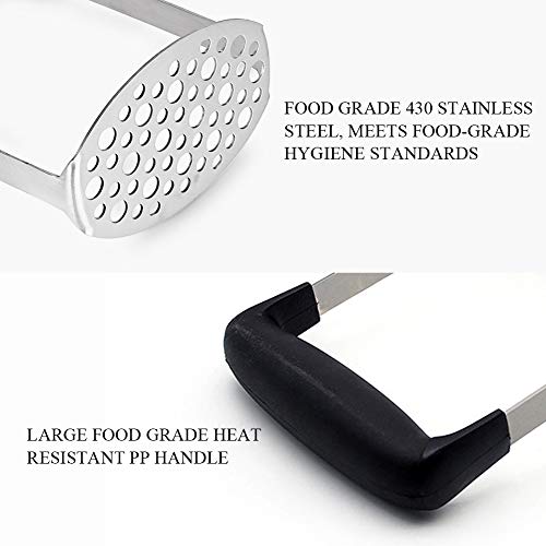 Potato Stainless Steel Smasher, Bosiwee Potato Masher Ergonomic Horizontal Handle Mash Fruit, Meat, Potatoe, Baby Food, Avocado, Bean, Vegetable