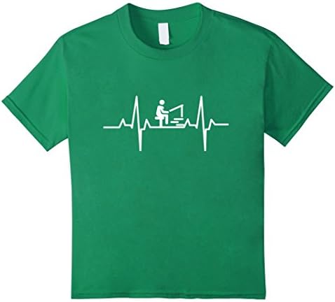unisex-child Fishing Heartbeat Catching Big Fish Fisherman Heartbeat Tee 6 Kelly Green