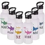 Personalized Gifts Shark Family Coffee Mug - 16oz Stainless Steel Sport Water Bottle Tumbler with Lid and Straw -Birthday Gifts, Mother's Day - Baby, Boy, Girl, Mommy, Daddy, Grandma, Grandpa Sharks