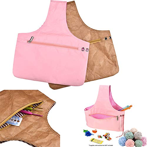 Gotian Yarn Crochet Thread Storage Mesh Bag Environmentally Friendly Paper Lightweight Portable Handbag (Brown)