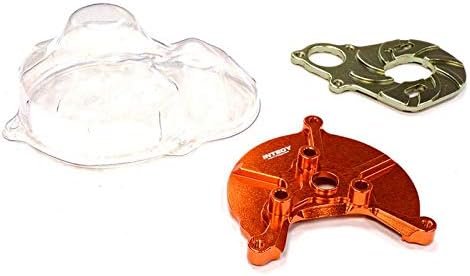 Integy RC Model Hop-ups C25162ORANGE Machined Heatsink Motor Mount w/Spur Gear Cover for SCX-10 Dingo, Honcho & Jeep