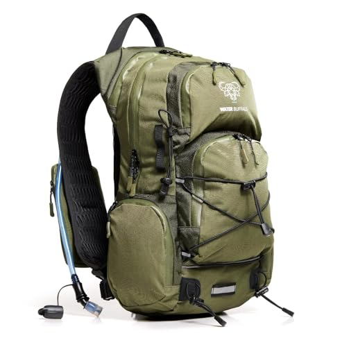 Water Buffalo Hydration Backpack - Sherpa 22L Hiking Backpack with Water Bladder - Water Backpack for Hiking with Waterproof Zippers, Phone & Pole Holders