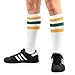 Men's Sports Stripes Cotton Half Cushion Crew Socks 3-pair Pack (White), Sock Size 10-13, Shoe Size 8-12
