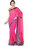 IndusDiva Women's Pink Georgette Saree