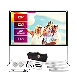 Pyle Projector Screen with Stand - 120" 16:9 HD 4K