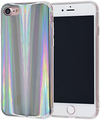 iPhone 8/7 Case, FACEVER Psychedelic Holographic Rainbow Case For iPhone 7 iPhone 8 4.7 inch, Sparkle Shiny Colorful Laser Soft Protective Phone Cover -Silver