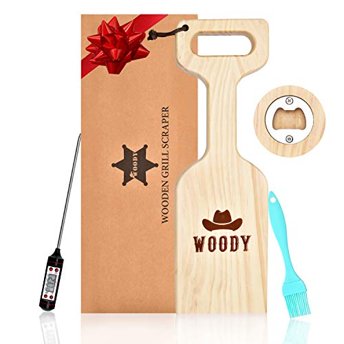 Woody Wood Grill Scraper Natural Cedar Wood BBQ Grate Cleaner Tool
