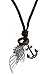 Regetta Jewelry Adjustable Mens Women Unisex Angel Wing Anchor Brown Genuine Leather Cord Chain Pendant Necklace
