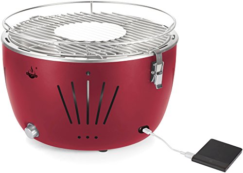El Fuego Holzkohlegrill Tulsa Grill BBQ Barbecue, Farbe Rot, USB