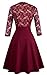 HOMEYEE Women's Chic V-Neck Lace Patchwork Flare Party Dress A062 (12, Wine)