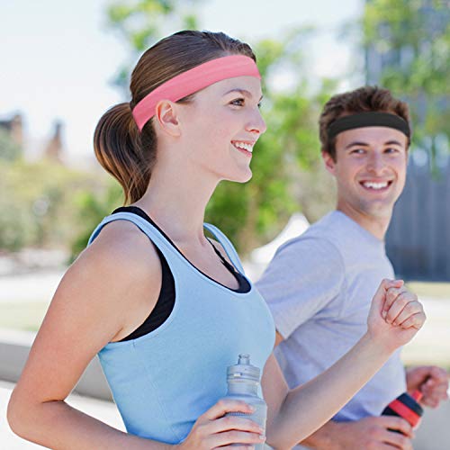 Workout Headbands for Women, XiXov 3 Pack Stay Put Sweatbands for Women, Head Bands Women Hair, Non-Slip Elastic Sweat Band Head Bands for Sports, Yoga, Fitness, Athletic, Bike (Black + Pink + Purple)