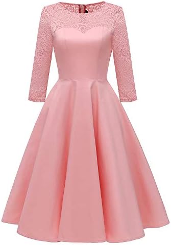 Vintage Lace Evening Party Dresses for Women,Moonuy Ladies Girl Trench NewestFormal Patchwork Wedding Swing Dress Fashion Casual Skirt Work Three Quarter Sleeve,Xmas Gifts for Women