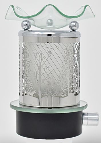 Aroma Lights - Natural Aromatherapy Essential Fragrance Oil Warmer, Burner, Diffuser, Electric Plug-in Night Lamp with Dimmer in Gift Box (Frosted Forest -Metal)
