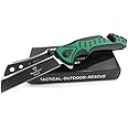 Snake Eye Tactical Every Day Carry Two Tone Razor Style Blade Folding Knife | Outdoor Survival Pocket Knife | Small one-Hand Knife Made of Stainless Steel Blade (Green)