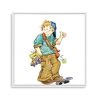 Framed Canvas Wall Art Cartoon Pattern Canvas Prints Home Artwork Decoration for Children's Room,Bedroom - 16x16 inches