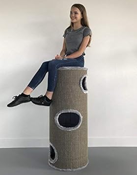 RHRQuality Kratztonne für große katzen XXL Coony Lounge hell Grau 44cmØ x 110cm Kratzbaum für Katzen Kratzmöbel Katzenkratzba