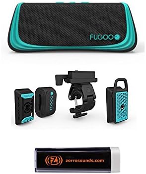 FUGOO Sport - Portable Rugged Bluetooth Wireless Waterproof Speaker (Black/Teal) with FUGOO Mount Pack and Zorro Sounds Mobile Charger