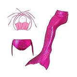 Pettigirl Girls 3 Pcs Mermaid Tail Swimsuit Sets Sea-Maid Swimwear Bikini Bathing Suit 4-7 Years