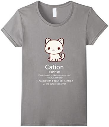 Womens Cute Science Cat T-Shirt Cation Chemistry Pawsitive Element Small Slate
