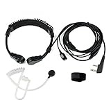 Retevis Throat Mic Flexible Covert Acoustic Tube Headset Earpiece with Finger PTT for Kenwood TK Retevis H-777 Baofeng UV5R 888S Two Way Radio (1 Pack)