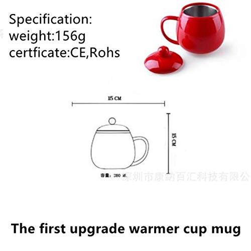 USB Warmer Cup,Aulzaju Portable Electric Coffee Milk Tea Beverage Warmer Heater Cups Mugs Cute Cartoon Stainless Steel Glass for Home Office Desk Work-Blue