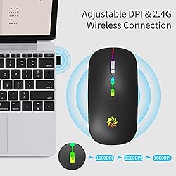 LED Wireless Mouse Rechargeable Slim Silent Mouse