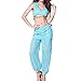 Quesera Women's Princess Jasmine Costume Adult Aladdin Belly Dance Stage Costume, Blue, One Size Fits 2-6