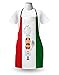 Lunarable Italian Flag Apron, Colorful Caricature Chef Smiling Cuisine Traditional Mediterranean Diet, Unisex Kitchen Bib with Adjustable Neck for Cooking Gardening, Adult Size, Green Red