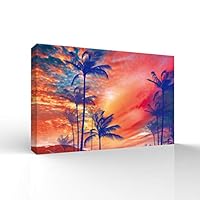 Canvas Wall Art The Palms Under The Sunset Canvas Prints Home Artwork Decoration for Living Room,Bedroom - 12x18 inches