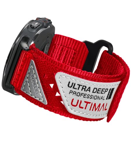 ULTIMAL Band Compatible with Samsung Galaxy Watch Ultra 47mm for Men Women, 47mm Nylon Sport Adjustable Replacement Strap for Galaxy Watch Ultra (2024,Red,L