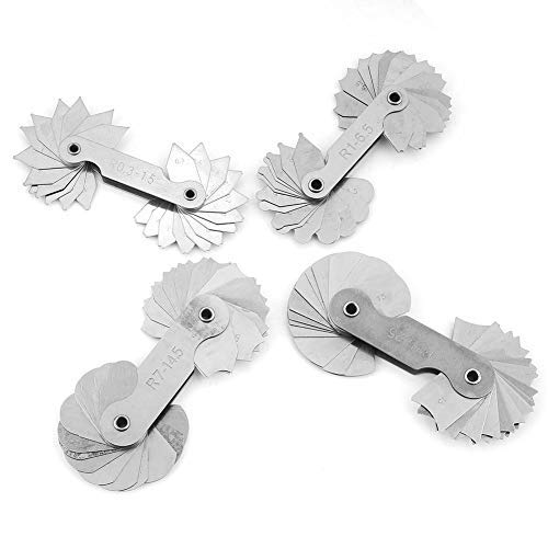 Hilitand 4Pcs Outside Radius Gauge Radius Bar Stainless Steel Radius Fillet Gauge Concaven Convex Measuring Tool R0.3-1.5 / R1-6.5 / R7-14.5 / R15-25