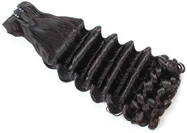 MAGAI 9A Funmi Curly Hair Brazilian Human Hair Bundles Deep Loose Hair Weave (Color : Black, Size : 12 inch)