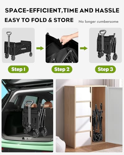 100L Festival Trolley Foldable Trolley Cart on Wheels 100KG/220LBS - Portable Folding Wagon Cart with Drink Holders for Grocery Outdoor Sports Garden Camping